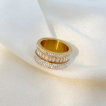Load image into Gallery viewer, Inaya Modern Festive 18KT Gold Plated Inlaid Zircon Stackable Statement Ring, Zaraa
