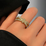 Load image into Gallery viewer, 18kt Gold Plated Infinity Zircon Studded Statement Diamond Ring, Lea
