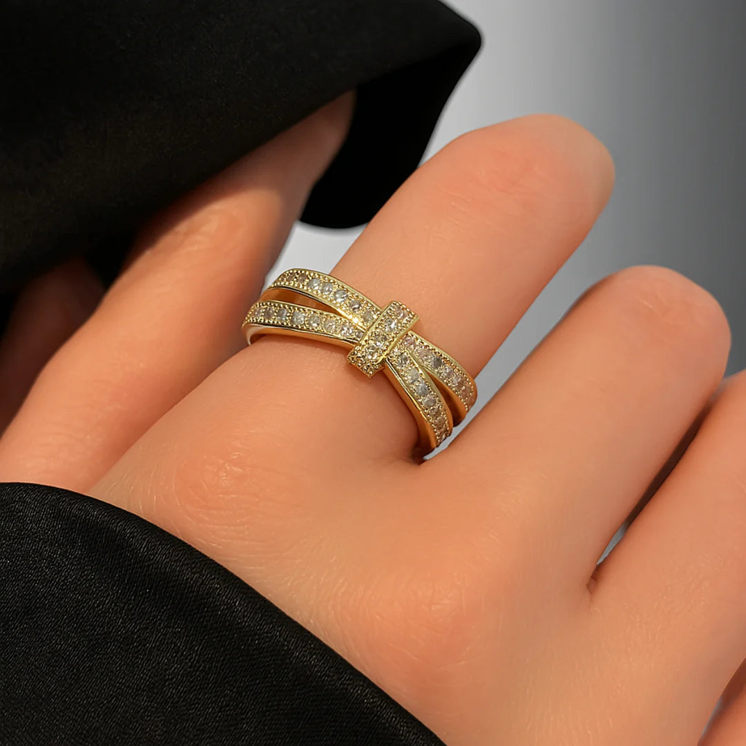 18kt Gold Plated Infinity Zircon Studded Statement Diamond Ring