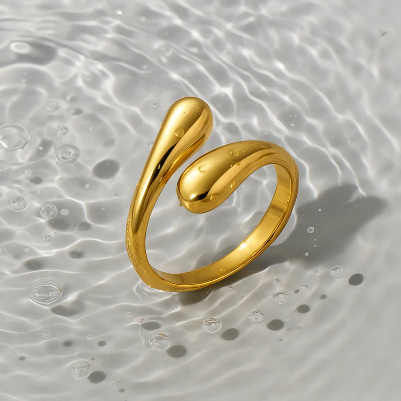 18kt Gold Plated Adjustable Hug Ring, Michelle