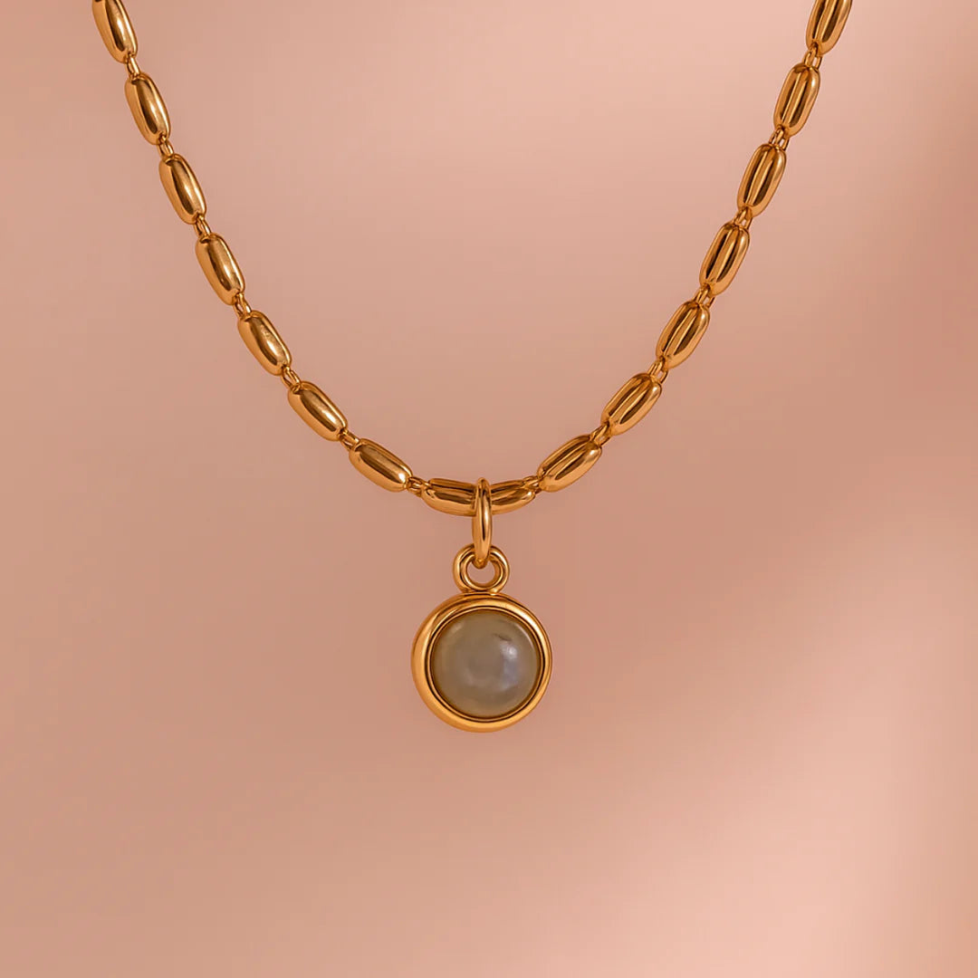 18Kt Gold Plated Dainty Monsoon Beaded Necklace with Gemstone, Mira