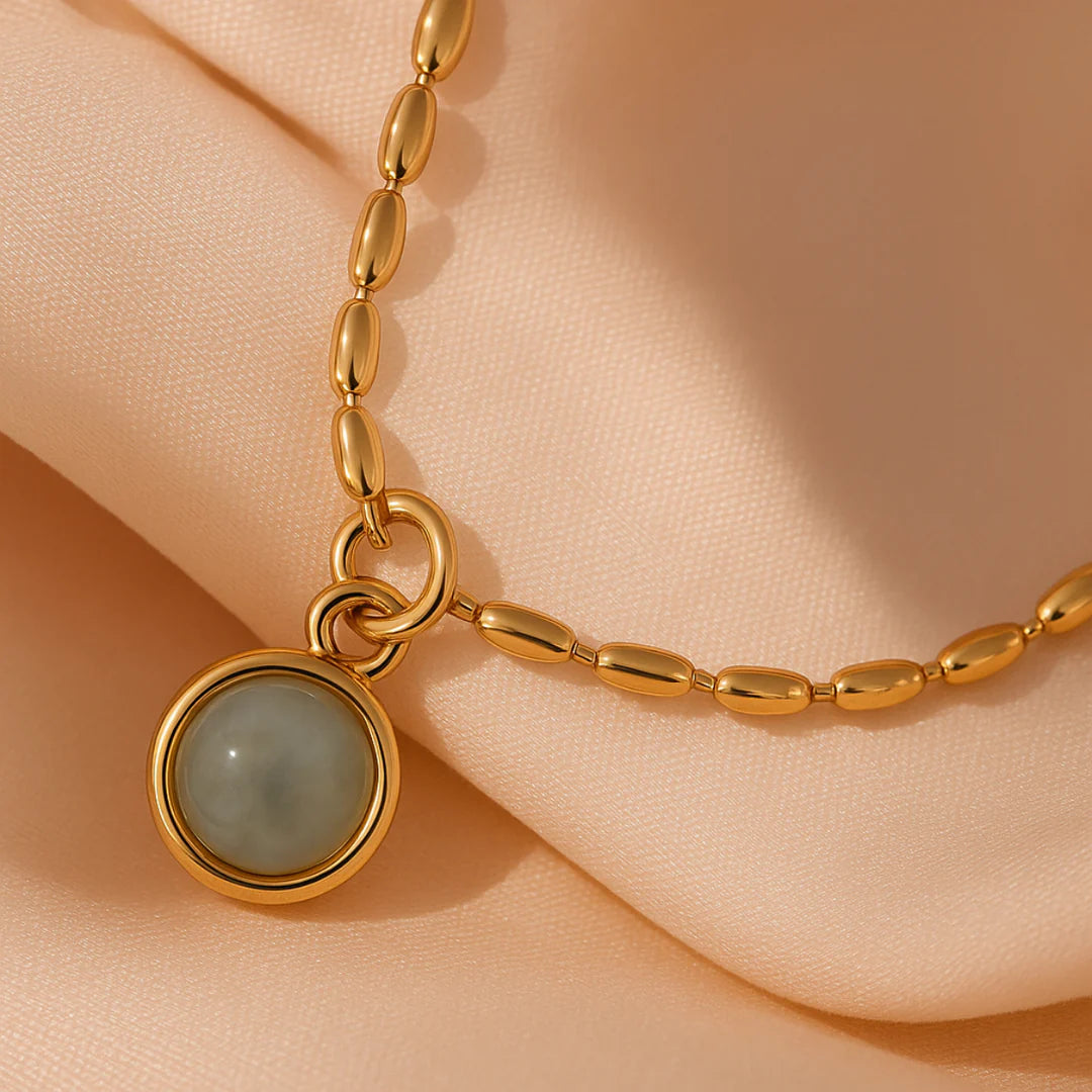 18Kt Gold Plated Dainty Monsoon Beaded Necklace with Gemstone, Mira