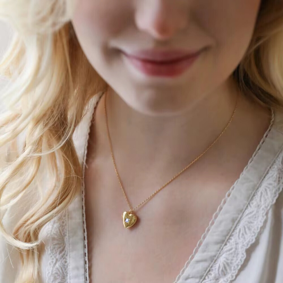 18kt Gold Plated Starstruck Opal Stone Photo Locket Keepsake Necklace, Noor