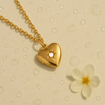 Load image into Gallery viewer, 18kt Gold Plated Starstruck Opal Stone Photo Locket Keepsake Necklace, Noor
