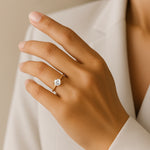Load image into Gallery viewer, 18 KT Gold Plated Cubic Zirconia Paved Solitaire Ring, Orion
