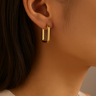 18 kt Gold Plated Oval Box earrings
