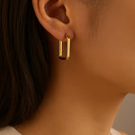 Load image into Gallery viewer, 18 kt Gold Plated Oval Box earrings
