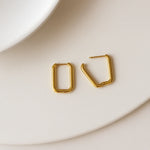 Load image into Gallery viewer, 18 kt Gold Plated Oval Box earrings
