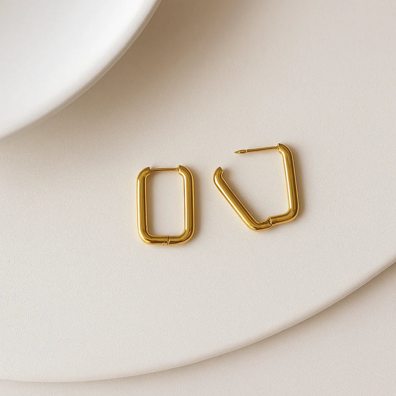 18 kt Gold Plated Oval Box earrings