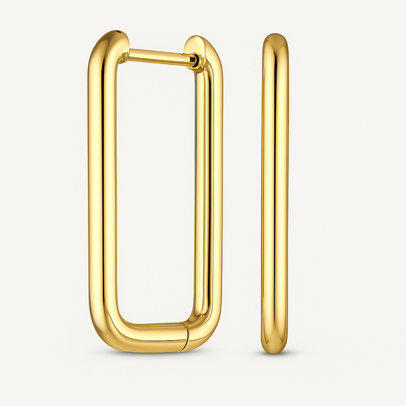 18 kt Gold Plated Oval Box earrings