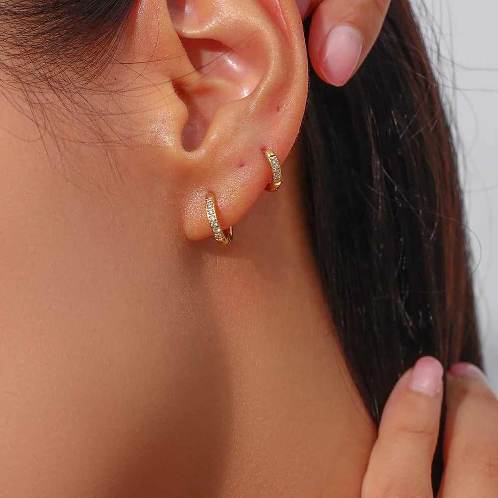 18 KT Gold Plated Dainty Piercing Huggies, Pari - Main Image