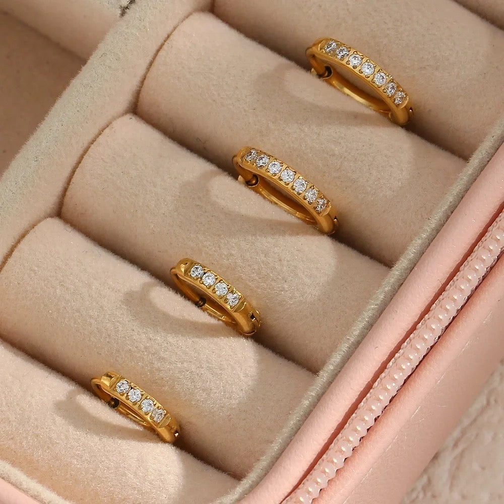 18 KT Gold Plated Dainty Piercing Huggies, Pari - Inaya Accessories