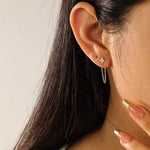 Load image into Gallery viewer, 18kt Gold Plated Demi Fine White Zircon Shining Star Piercing Chain Earrings, Quinn
