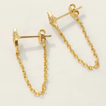 Load image into Gallery viewer, 18kt Gold Plated Demi Fine White Zircon Shining Star Piercing Chain Earrings, Quinn
