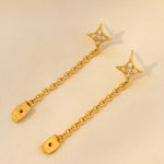 Load image into Gallery viewer, 18kt Gold Plated Demi Fine White Zircon Shining Star Piercing Chain Earrings, Quinn

