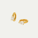 Load image into Gallery viewer, 18kt Gold Plated Tear Drop Zircon Thick Cuff Earrings, Rhea(No piercing required)
