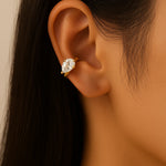 Load image into Gallery viewer, 18kt Gold Plated Tear Drop Zircon Thick Cuff Earrings, Rhea(No piercing required)

