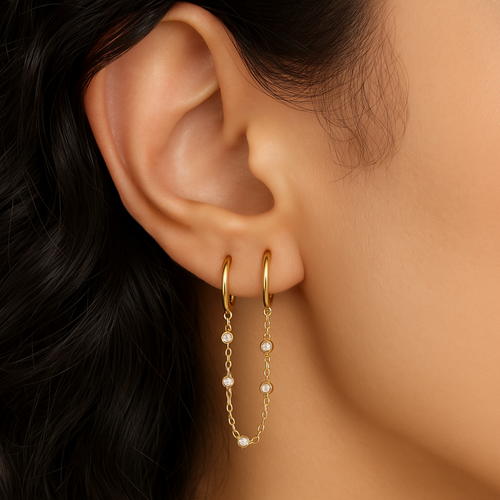 Rhinestone piercing earrings
