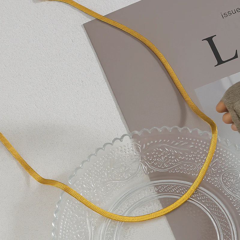 18 KT gold plated Herringbone and Rope Necklace, Sabya