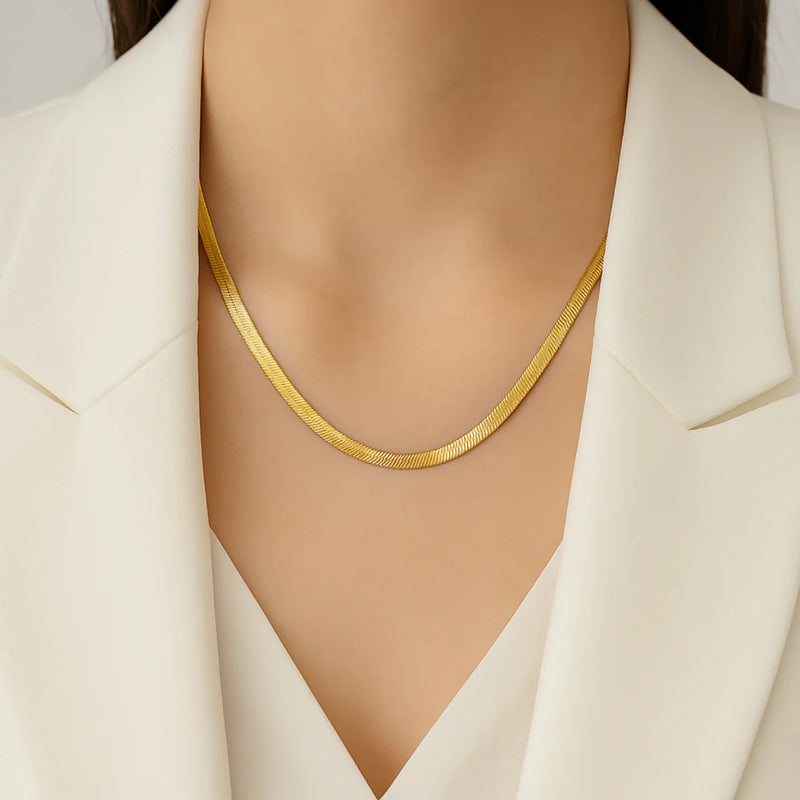 18 KT gold plated Herringbone and Rope Necklace, Sabya