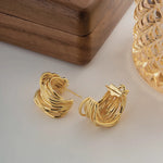 Load image into Gallery viewer, 18kt Gold Plated Vintage Irregular Triple Hoop Earrings, Audrea
