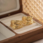 Load image into Gallery viewer, 18kt Gold Plated Vintage Irregular Triple Hoop Earrings, Audrea
