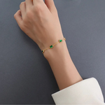Load image into Gallery viewer, 18kt Gold Plated Rectangle Emerald Zircon Bracelet, Navya - Inaya Accessories
