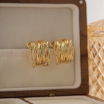 Load image into Gallery viewer, 18kt Gold Plated Vintage Irregular Triple Hoop Earrings, Audrea
