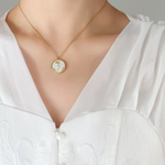 Load image into Gallery viewer, 18kt Gold Plated Mother of Pearl Dainty Rose Necklace, Ocean
