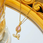 Load image into Gallery viewer, 18kt Gold Plated Tulip Flower Cubic Zirconia Studded Dainty Necklace, Amaira
