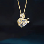 Load image into Gallery viewer, 18kt Gold Plated Versatile Little Swan Diamond Studded Necklace, Diva
