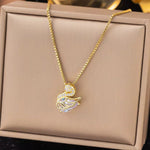 Load image into Gallery viewer, 18kt Gold Plated Versatile Little Swan Diamond Studded Necklace, Diva
