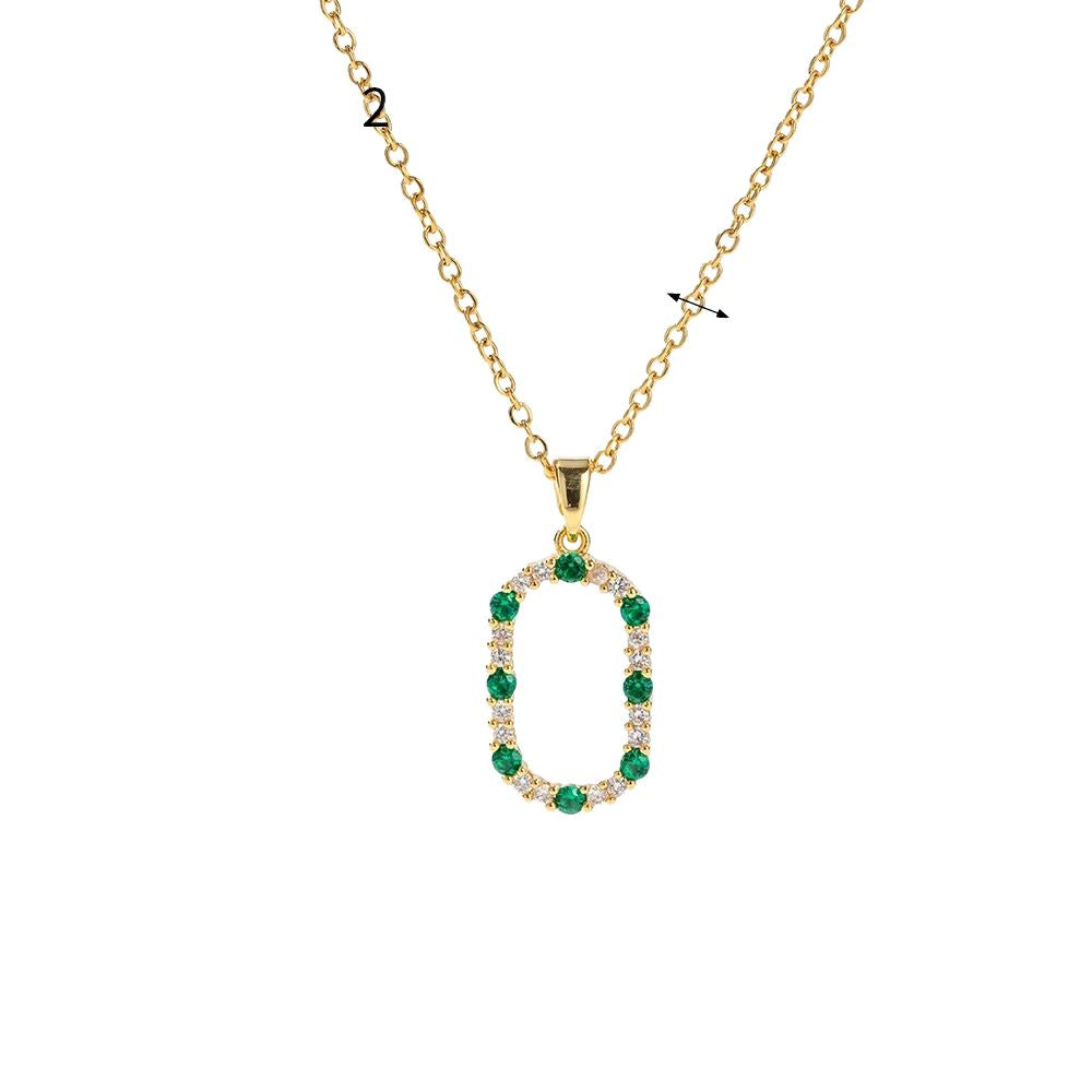 18kt Gold Plated Rectangular Emerald Zircon Pendant Necklace, Jill - Inaya Accessories