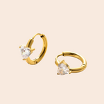 Load image into Gallery viewer, 18kt Gold Plated Demi Fine White Zircon Triangle Piercing Huggie Earrings, Dean
