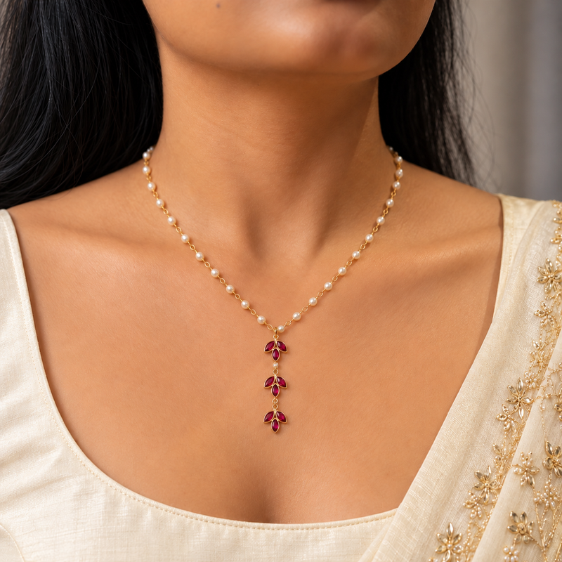 18KT Gold Plated Kundan Inspired Lotus Necklace, Lotus