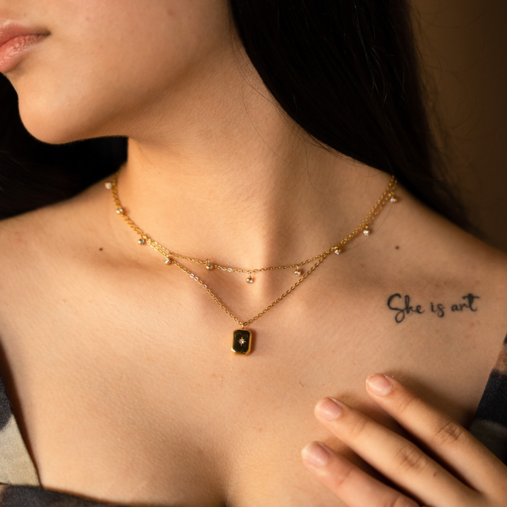 18KT Gold Plated Rhinestone Necklace Nia Inaya Accessories