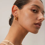 Load image into Gallery viewer, 18Kt Gold Plated Monsoon Bow &amp; Heart drop Earrings, Daisy
