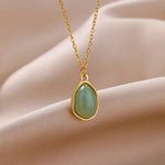 Load image into Gallery viewer, 18kt Gold Plated Waterdrop Green Necklace, Kirron Kher
