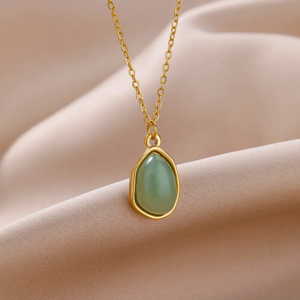 18kt Gold Plated Waterdrop Green Necklace, Kirron Kher