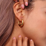 Load image into Gallery viewer, 18kt Gold Plated U Shaped Chunky Hoop Earrings, Ballerina
