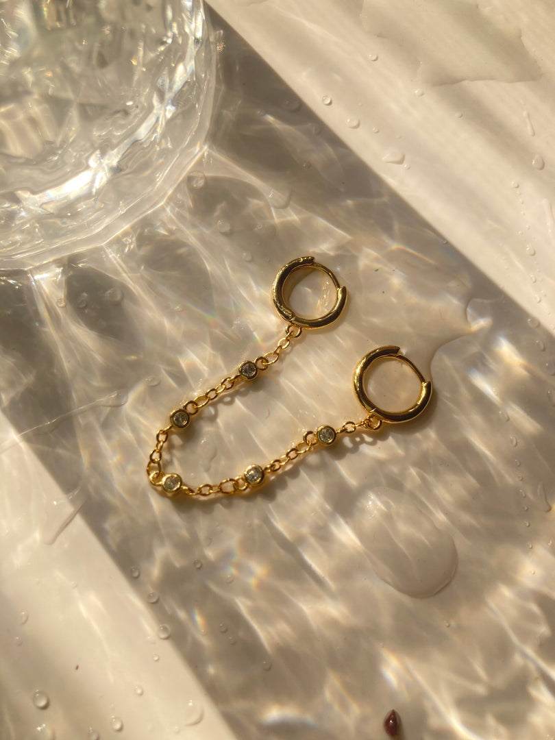 Rhinestone piercing earrings - Inaya Accessories