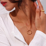 Load image into Gallery viewer, 18KT Gold Plated Ring Hoop Pendant Necklace, Rome - Inaya Accessories
