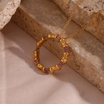 Load image into Gallery viewer, 18KT Gold Plated Ring Hoop Pendant Necklace, Rome - Inaya Accessories
