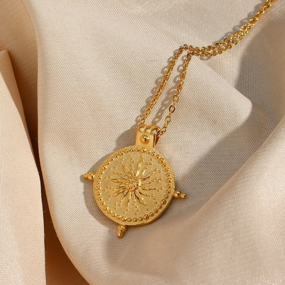 18kt Gold Plated Vintage Sun Necklace - Sienna - Inaya Accessories