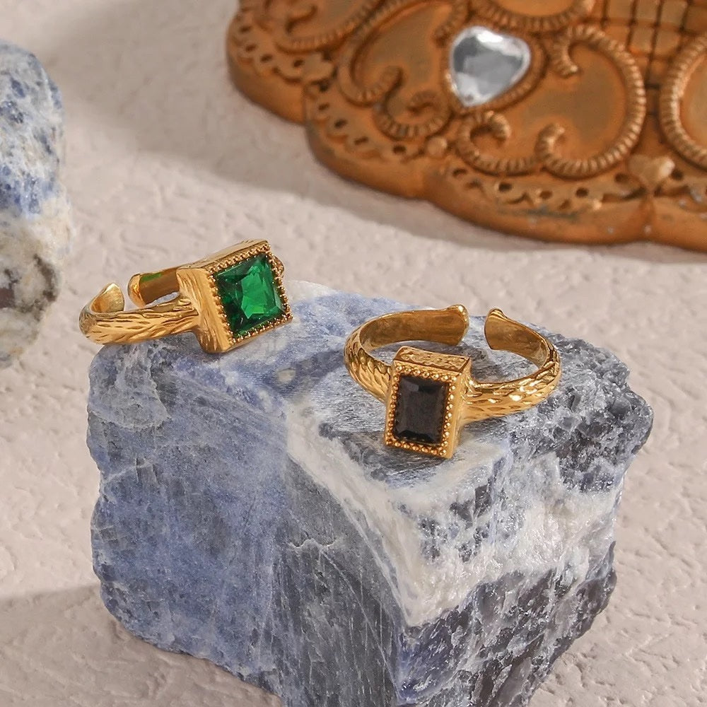 Rectangle Vintage Zirconia Ring, Alexis - Inaya Accessories