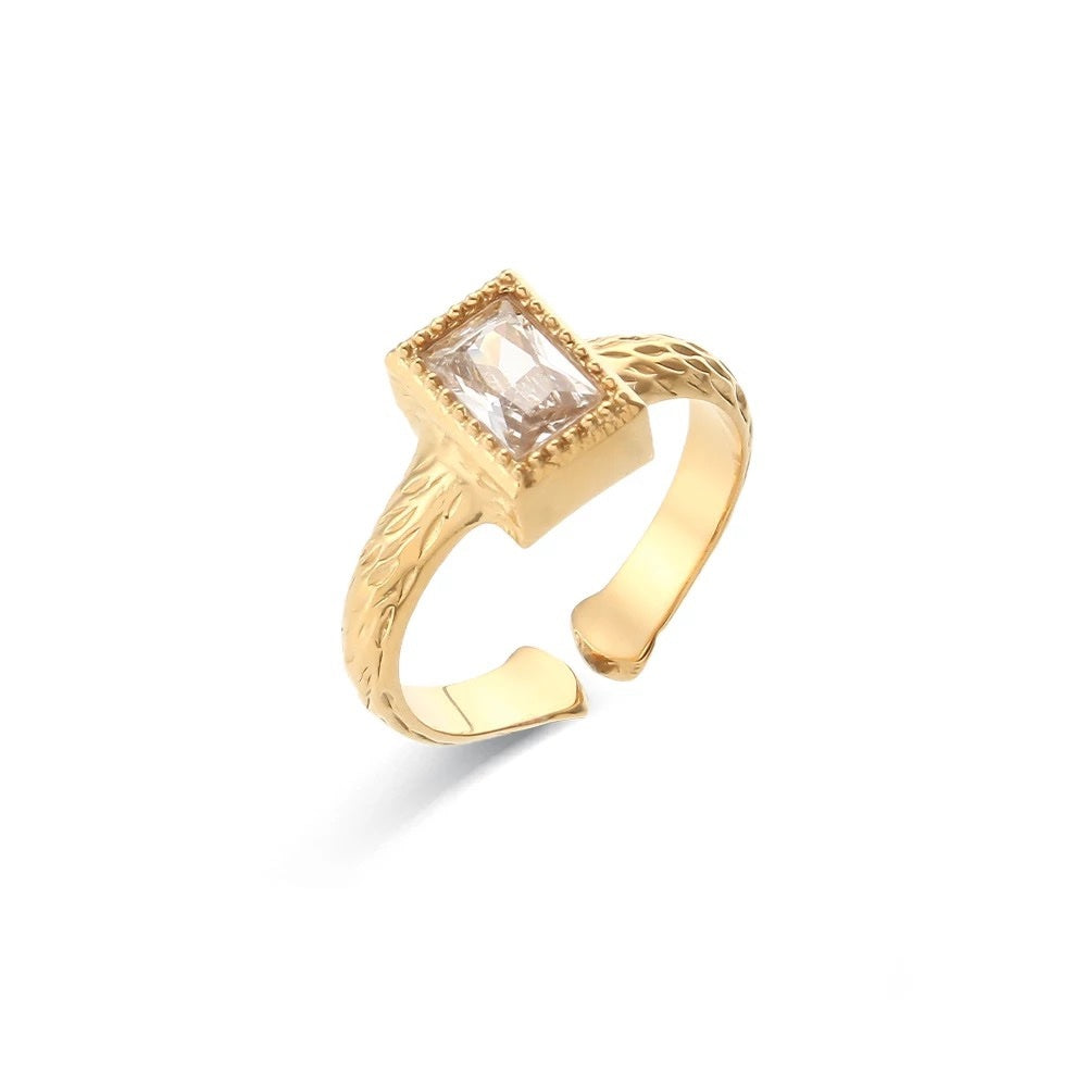 Rectangle Vintage Zirconia Ring, Alexis - Inaya Accessories