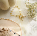 Load image into Gallery viewer, Personalised Topaz Initial and Pearl Bracelet - Inaya Accessories