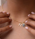 Load image into Gallery viewer, Personalised Topaz Initial Rolo Necklace - Inaya Accessories