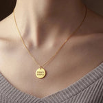 Load image into Gallery viewer, 14kt Gold Plated Message/Fingerprint Round Charm Necklace - Inaya Accessories

