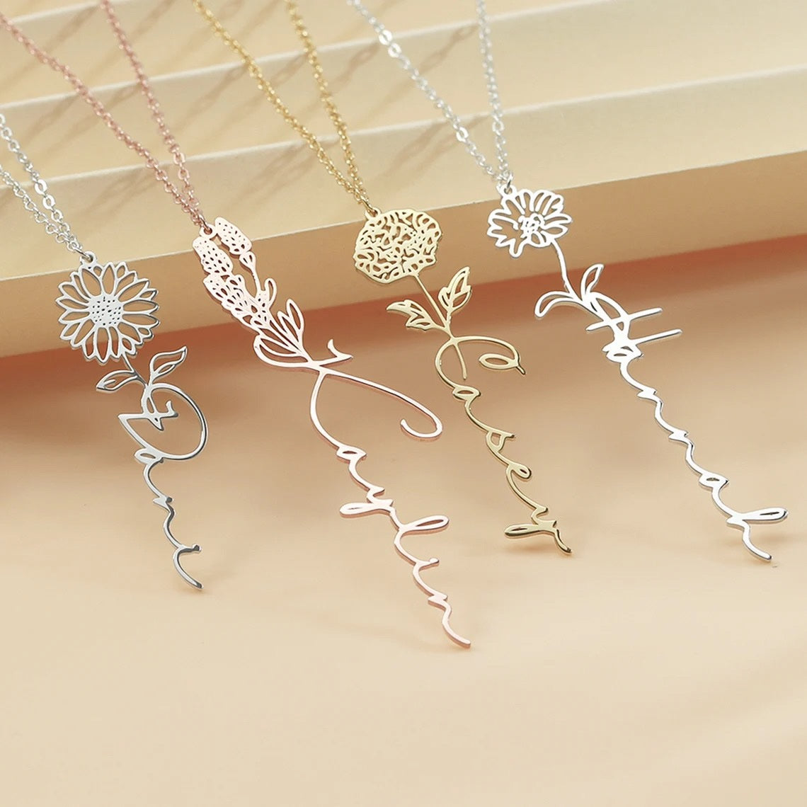 Birth month name necklace   inaya accessories